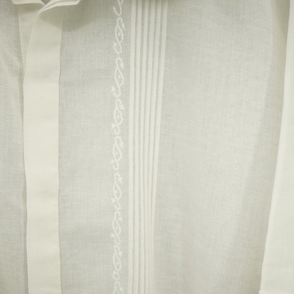 Tesoro's Mens White Linen Embroidered Short Sleeve Button Down Shirt XL - Picture 2 of 4